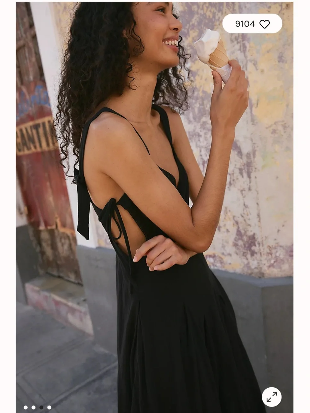 Free People Black Vivi Cotton Midi Dress